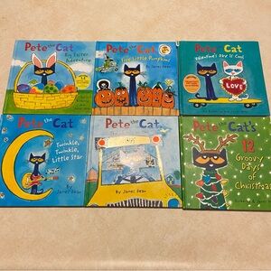 Pete The Cat Books Lot Of 6  Large Hardcover Picture Kids Easter Halloween Xmas